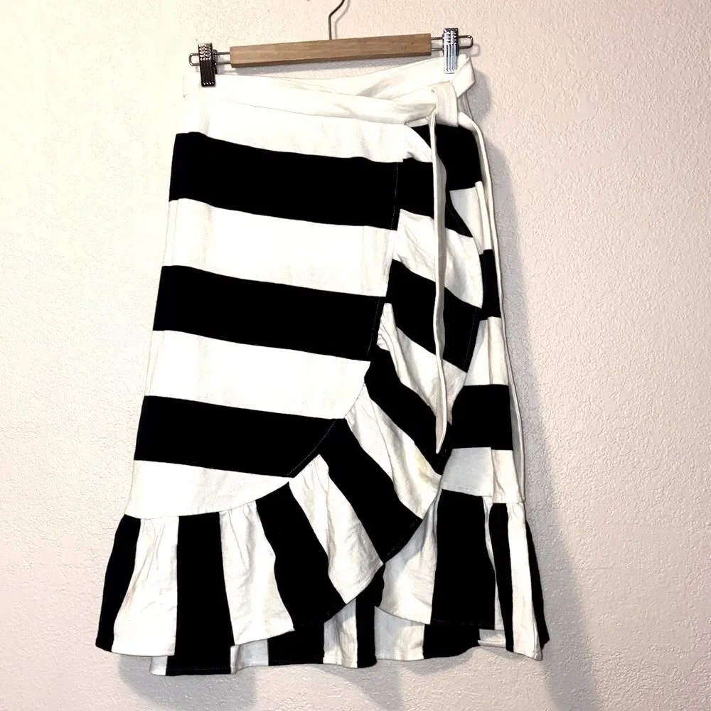 J. Crew Rugby Stripe Wrap Skirt Sz S